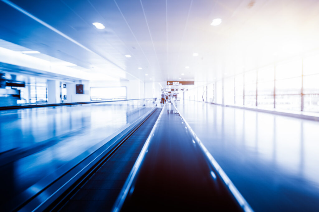 Moving sidewalk at airport