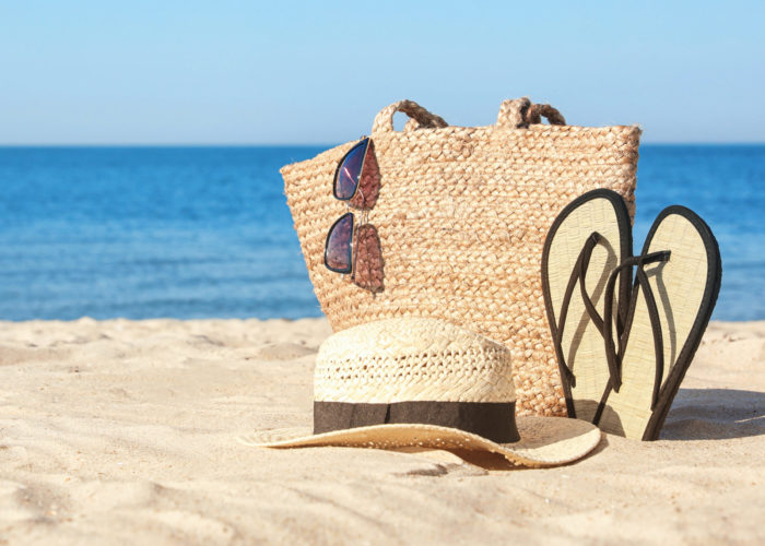 Beach bag on the beach