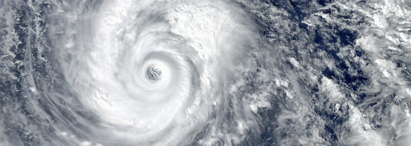 View of eye of hurricane from space