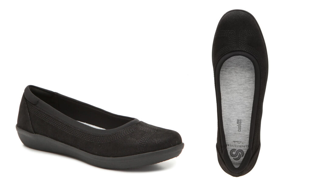 Two views of the Clarks Cloudstepper Ayla Low Slip-On