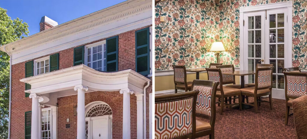 Exterior facade and sitting room at Hampton Inn Lexington-Historic District in Virginia, United States