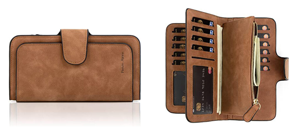 Two views of the Perlvin Alinne RFID-Blocking Soft Vegan Leather Clutch