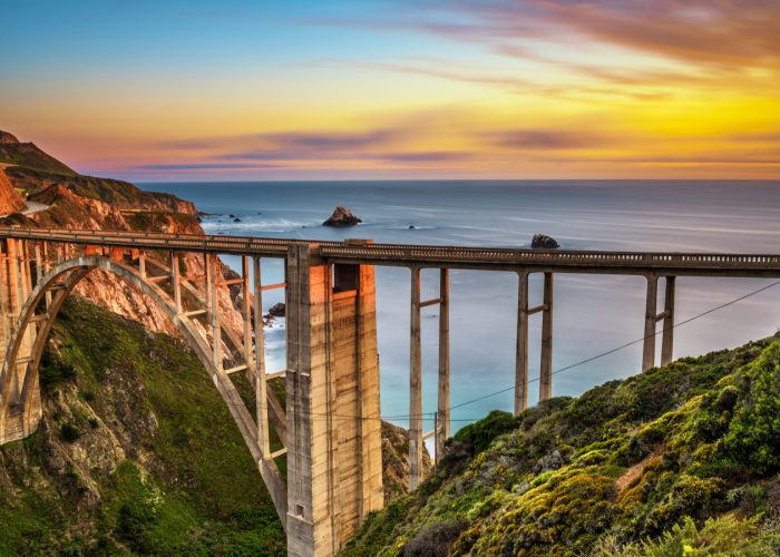 bridge big sur at sunset